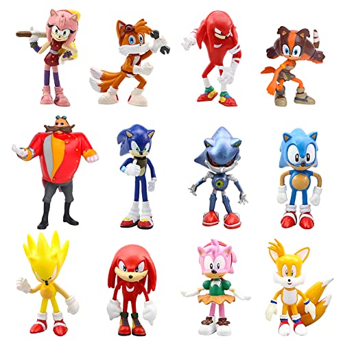 Figuras Decoración Pastel, 6Pcs Sonic Mini Juego De Figuras, Decoración De Pastel De Sonic Cake Topper Figuras Juguete Decoración Tartas Acción Figuras Modelo Cover
