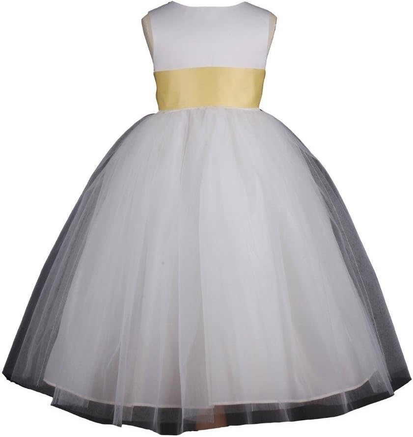 Prince Lover Pink Promise Flower Girl's White Wedding Pageant V-Back Ankle Length Dress