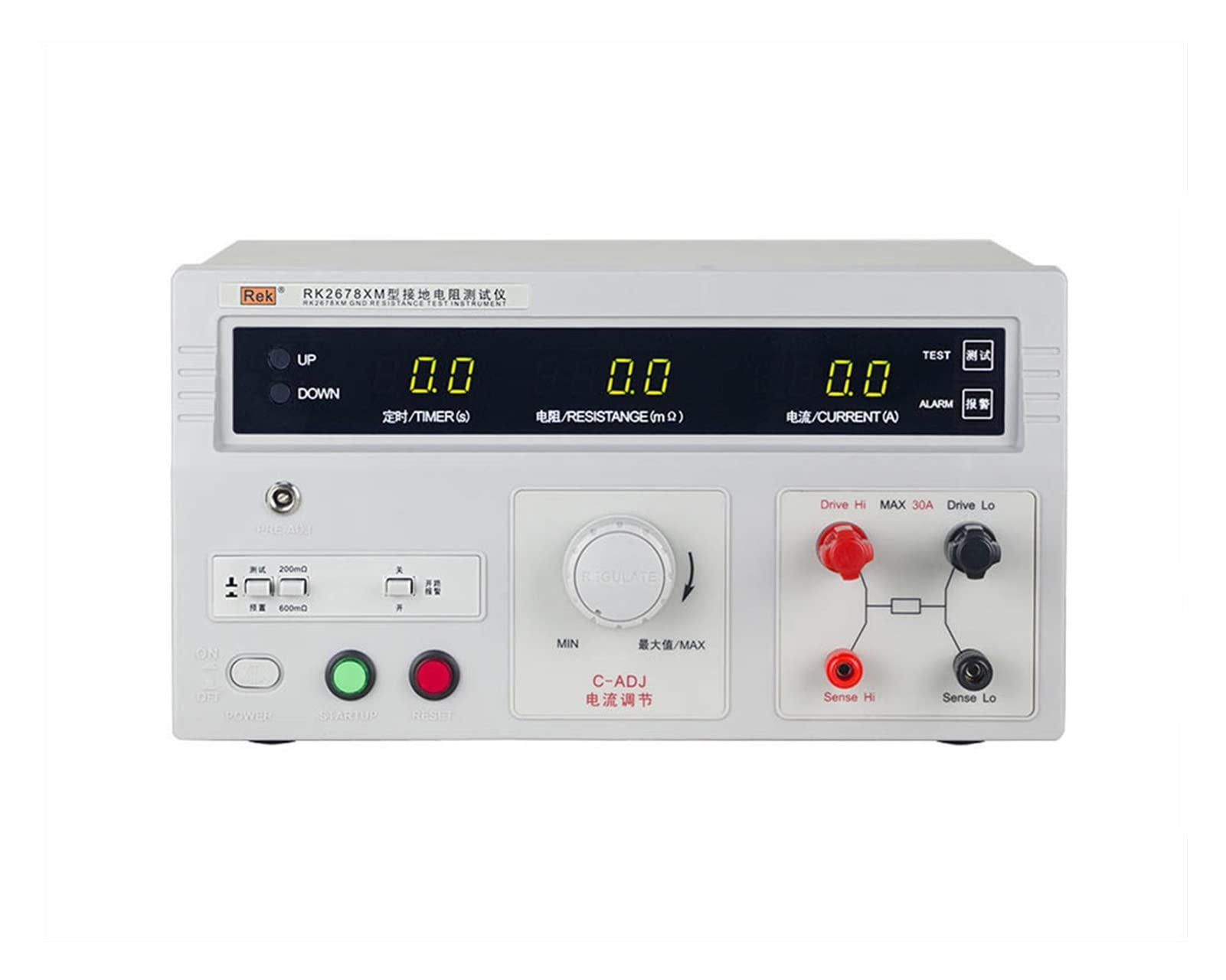 Probador de multímetro Prueba de resistencia digital de precisión Rk2678xm Probador de resistencia a tierra 0-200 /600m ohm /5-3 0A/5-70A for laboratorios, instrumentos y fábricas Amperímetro de abraz