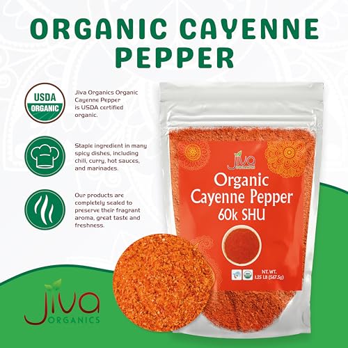 Jiva Organics Cayenne Pepper Powder 1.25 LB - Culinary Hot Spice for All-Natural Cooking