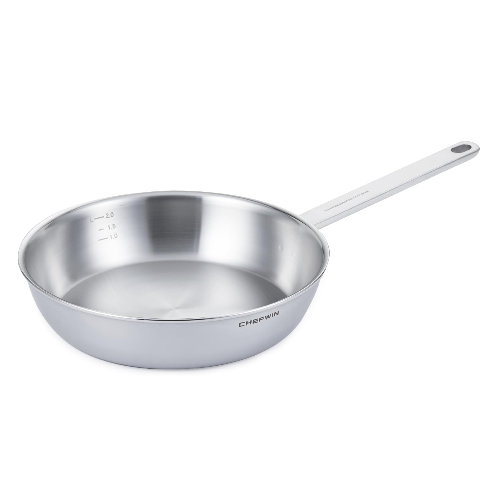 10 2-Inch 316 Stainless Steel Frying Pan 5-Ply Saute pan Deep Skillet Induction Cookware Dishwasher Safe Oven Safe