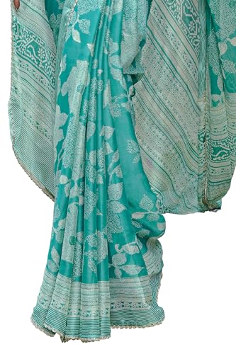 Image of MIRCHI FASHION Women Saree | Chiffon Foil Work Floral Printed Social Farewell Sari with Blouse