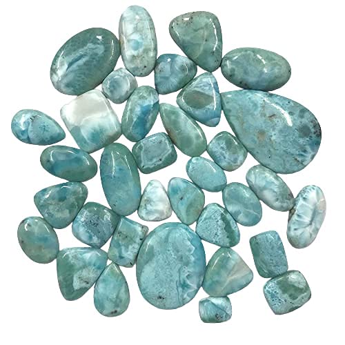 Gemkora™ 3 To 4Pcs Natural Larimar Gemstones Wholesale Cabochons Lot, Jewelry Making Loose Gemstone, Polished Gems, Diy, Wire Wrapping, Reiki, Wikka, Healing Crystals, Bulk Gemstone Deal #TOP3