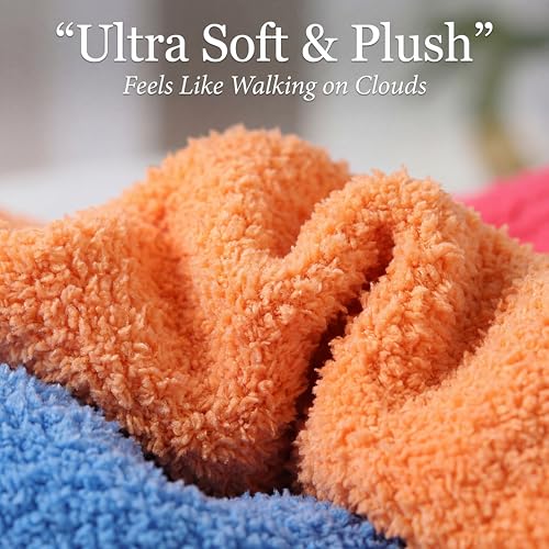 Image of Tipi Toe Womens Fuzzy Crew Socks with Anti Slip Grips Warm Cozy Fluffy Winter Slipper Socks Non Skid Home Socks for Women