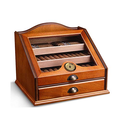 Aiyoudemutou Caja de cigarros, Registro de Madera de Varias Zonas de Almacenamiento humidor de Puros, Cigarrillos Mellow Cedar Box, de Tres Capas de Gran Capacidad Tiene Capacidad for 100 cigarros
