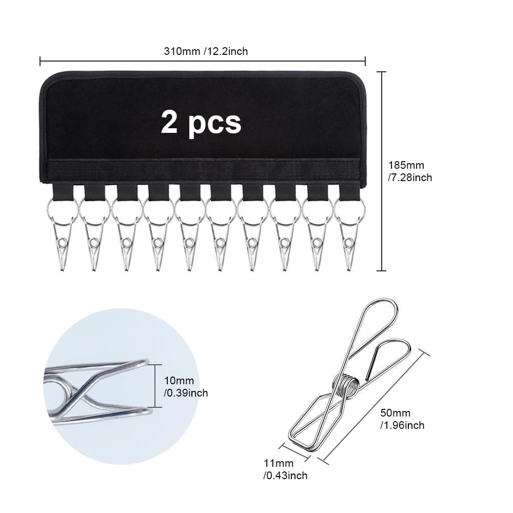 ONEBO 2 Pezzi Fermagli per Stendibiancheria,Appendiabiti per biancheria intima,Antivento pieghevole stendino,Clip stendino per calzini con 10 clip,per intima reggiseni, sciarpe, guanti