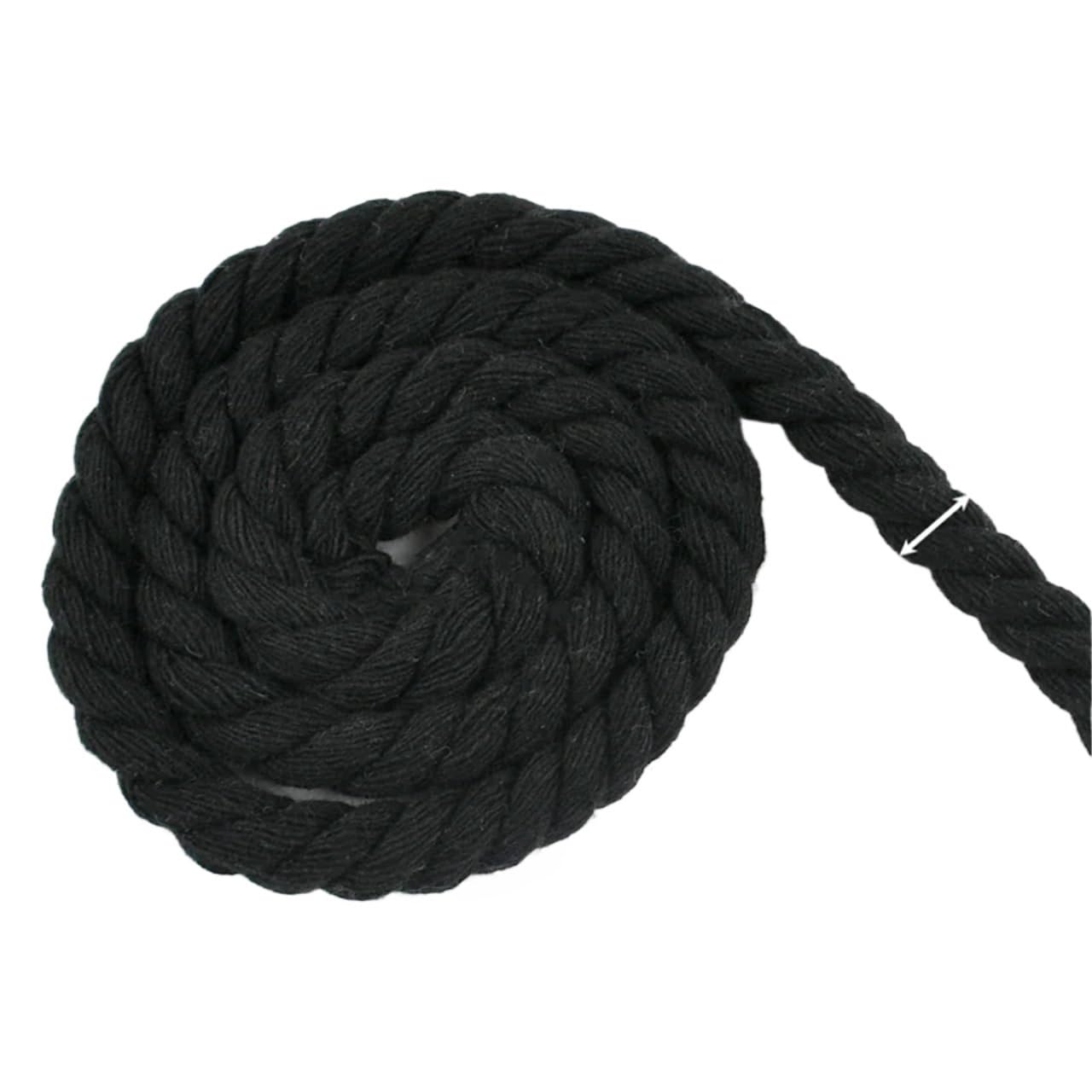 Twisted Cotton Cord 2/5/10Meters 5/7/8/12/15/20mm Black Cotton Rope 3 Shares Twisted Cord Decoration Macrame Ropes(KY338-Black-7mm,2Meters)
