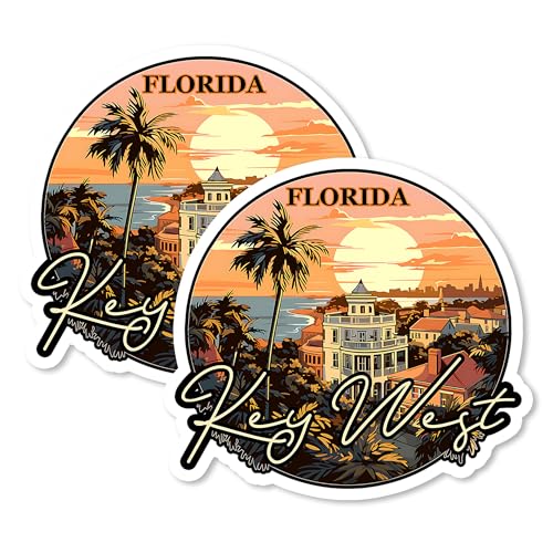 Key West Florida Magnet 4 Inch 2-Pack Conch Republic – Strong Vinyl Decorative Travel Magnets for Fridge Locker Kitchen Office – Cute Fun Aesthetic Cool Durable & Long-Lasting Souvenir ID44999
