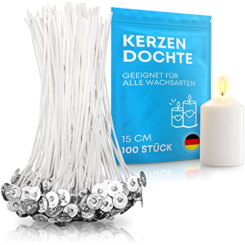 molinoRC 100x Kerzendocht 15cm zum Kerzen Selber Machen [Lange BRENNDAUER] - Dochte für Kerzen perfekt zum Kerzengießen und Kerzen Basteln - Rußfreie Kerzendochte für Kerzen und Kerzenreste Cover