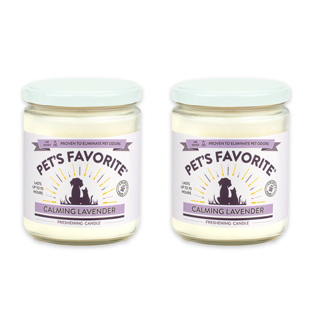 Pet's Favorite Testowana i sprawdzona – świeca eliminująca zapachy, przyjazna dla zwierząt świeca zapachowa, w 7 wspaniałych zapachach – czas palenia 70 godzin, bawełniany knot (uspokajająca lawenda
