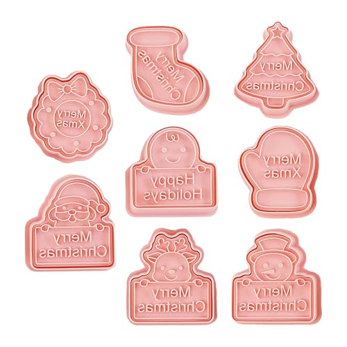 Cortador de galletas navideñas, 8 cortadores de Navidad, cortadores de galletas para hornear, suministros de decoración de galletas de Navidad, cortador de galletas de Navidad de invierno