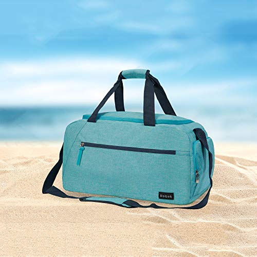 Rotot Sport Duffel Bag, Gym Bag with Waterproof Shoe Pouch, Weekend Travel Bag with a Water-resistant Insulated Pocket (33L) (Teal)