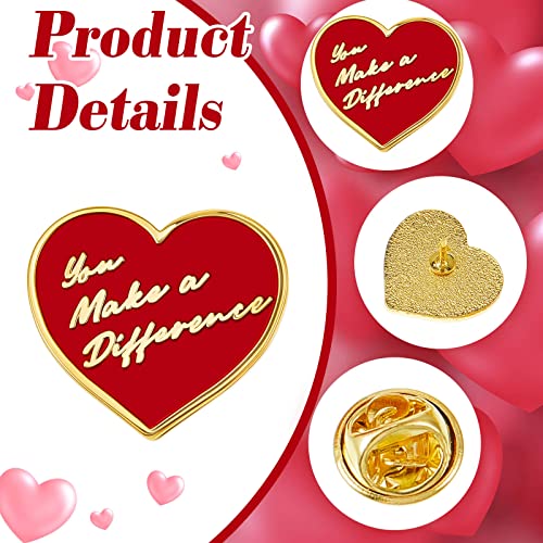 Taiyin 24 Pcs Employee of The Month Pin Bulk You Make a Difference Button Nurse Pins Heavy Duty Heart Motivational Lapel Pins Gift for Staff Team Volunteer Nurse Teacher Bulk3