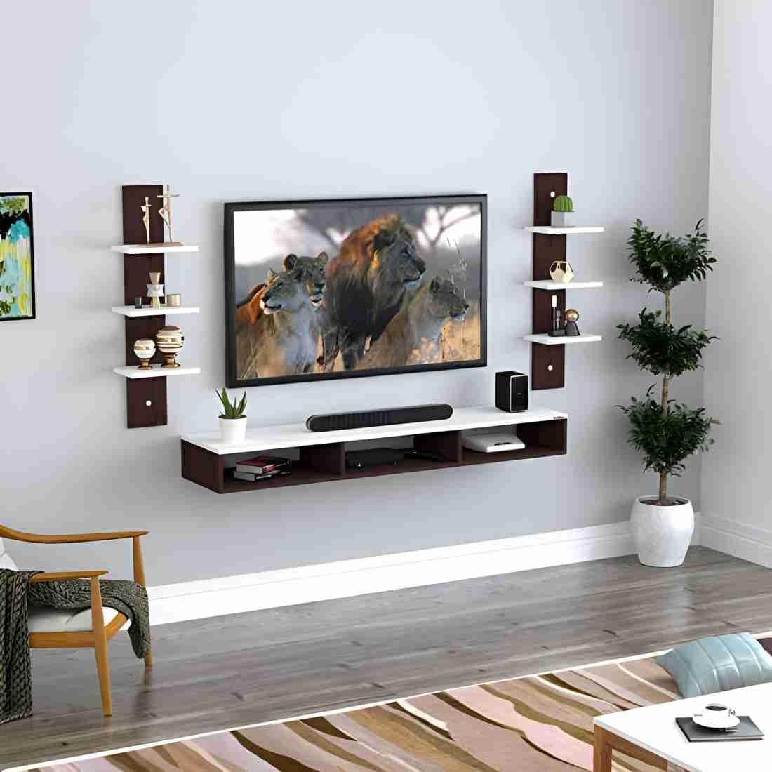 Fgiio Engineered Wood Wall Mount TV Unit/TV Stand/TV Cabinet/TV Entertainment Unit (Brown/White) (B0CSDQ8MVR) Amazon Price History, Amazon Price Tracker