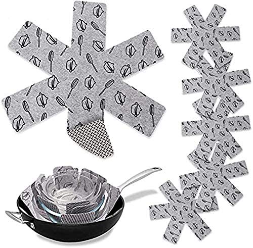 erbai 6PCS Protection Casseroles et Protège-poêle Antidérapantes Coussin de Protection Tapis de Pot d'isolation pour éviter Griffures Rayures (3 Tailles différentes) Cover
