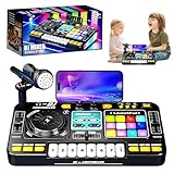 DJ Pult Kinder, DJ Controller Mischpult mit Mikrofon, Dj Pult Anfänger, Dj Mischpult Kinder, 100+ Soundeffekten, Licht, Geschenk Spielzeug für Jungen Mädchen 3-10 Jahre, für Streaming, Gesang