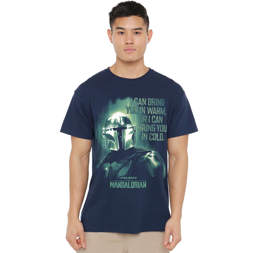 Star Wars The Mandalorian Bring You in Cold Quote Unisex T Shirt, Navy, XXXX-Large