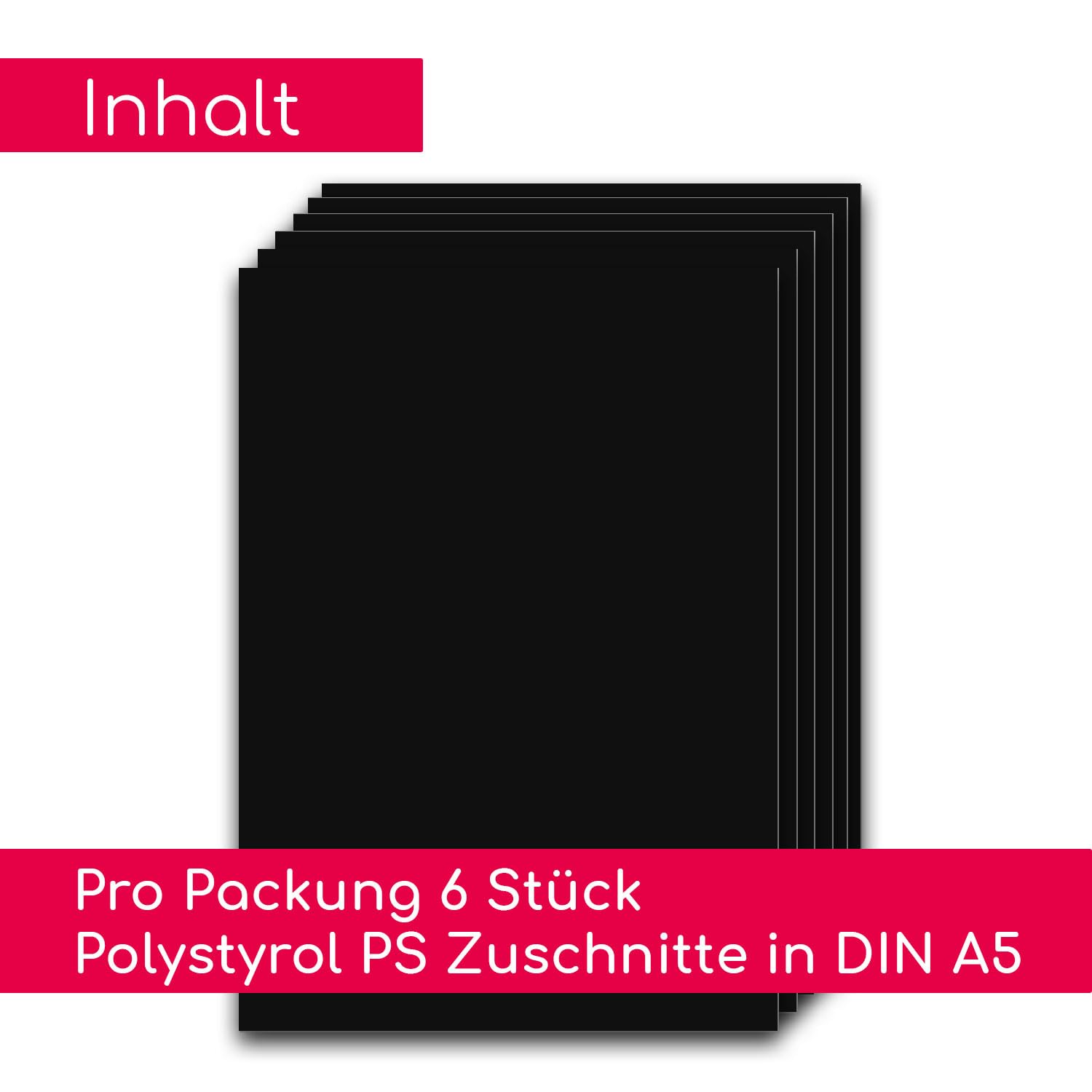 Set da 6 lastre in polistirene Nero I DIN A5 lastre rigide in plastica PS Ritagli I 14,8 x 21 cm I modellismo architettura I mag273