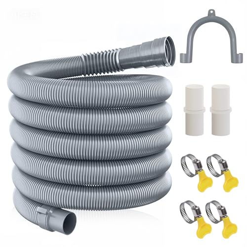 Collapsible Caravan Waste Pipe Extension 3M Universal RV Waste Water Hose Adaptor Kit with 2 Extender Connectors 4 Pipe Clamps and U Bracket for Motorhome Camper & Trailer