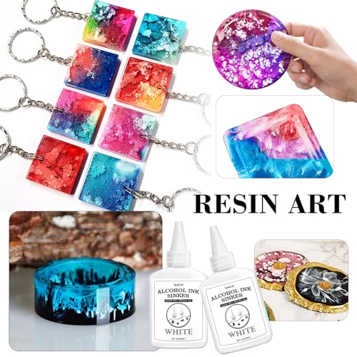 White Alcohol Ink for Epoxy Resin - 4 Ounce White Color Alcohol-Based Resin Ink for Resin Petri, Resin Tumblers, Coaster Making, White Alcohol Paint Epoxy Resin Pigment for Painting, Yupo, Resin Art - Thumbnail 7