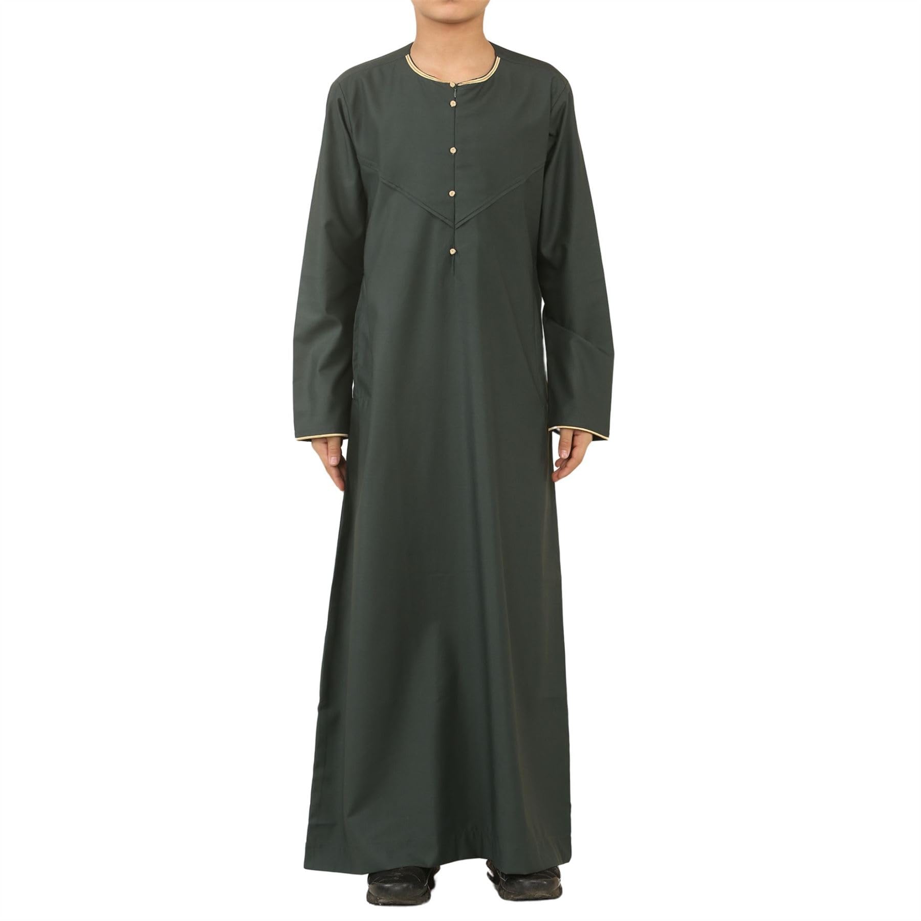Thobez Boys Gold/Green Oe-300 - 'S Emirati Omani Thobe Embroidery - 38