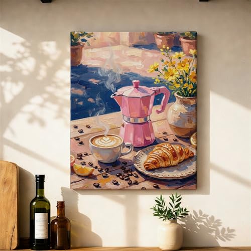 Toile murale expresso peinture café rustique pour réchauffer un mur vide