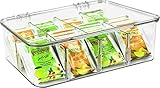 KICHLY Caja de te infusiones, Pack de 1- Caja Acrílica de 8 Secciones para Té, Café, Especias, Encimeras de Cocina, Armarios, Despensa (Transparente)