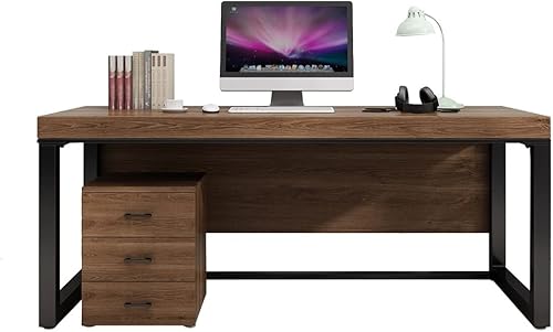 Escritorio industrial moderno de madera maciza para computadora escritorio largo multifuncional de pino de 20in cuaderno de oficina en casa