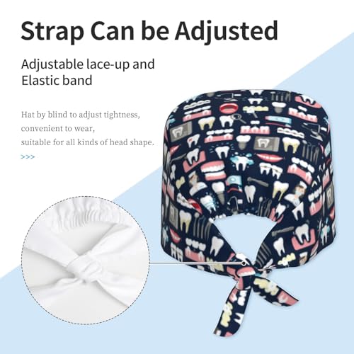 Image of Surgical Caps Men Women, Scrub Cap with Sweatband Adjustable
