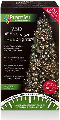 Premier Decorations 1000 Vintage Gold LED Treebrights with Multi Action ...
