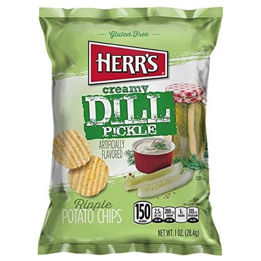 herrs Herr's Creamy Dill Pickle Potato Chips 1 Oz. (Pack of 12)
