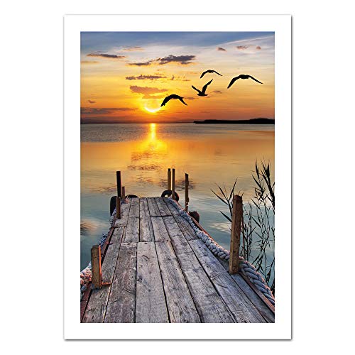 Adzif.biz Le sticker de decoration - Le sticker de decoration Poster Papier Ponton Horizon - Dimensions 50 x 70 cm - Papier Brillant Non Adhésif