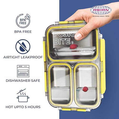 Image of Asian Plastowares - 2 Insulated Lunch Box | Tiffin Box - Leak-Proof, Airtight | Lunch Box for Kids & Adults | Durable & Spill-Free School, Office, and College Tiffin | Navy Blue