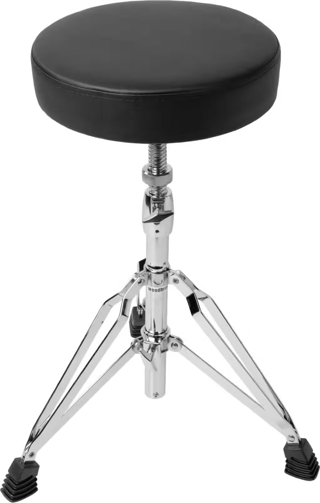 WOODBRASS DT10B - Taburete de batería ajustable - Asiento de batera cómodo con doble base, asiento redondo acolchado, altura ajustable 46,5-61 cm, patas antideslizantes