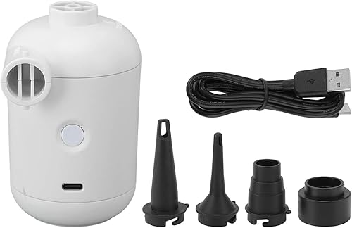 Longzhuo Mini bomba de aire eléctrica portátil con 4 boquillas para bolsas de almacenamiento barcos de goma anillos de natación