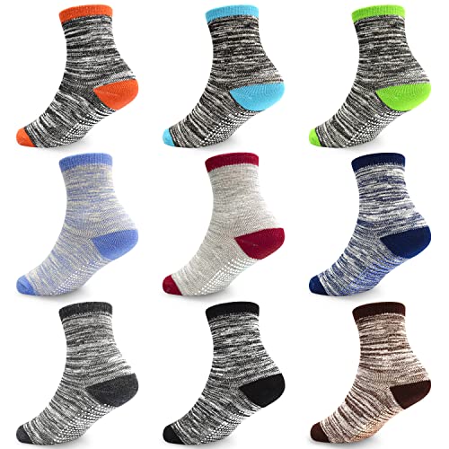 HYCLES Stoppersocken Jungen Mädchen Kinder - 9 Paar ABS Socken Kinder Baby Kleinkind Rutschfeste Socken für 1-7 Jahre Antirutsch Socken Kinder Cover