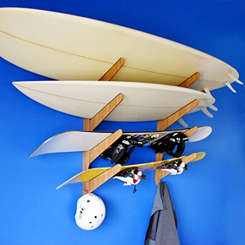 Grassracks Bamboo Surfboard Wall Rack for 4 Boards Kaua'i Quad Surf Rack