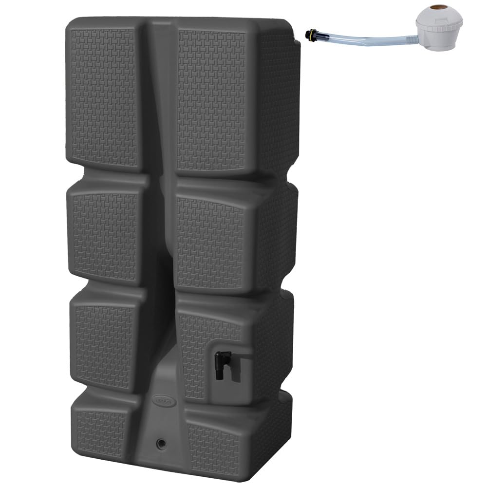 EDA - Récupérateur d'eau RÉCUP'ECO 310 L - Décor Tressé - Kit Collecteur Filtrant Inclus + Robinet - Gris Anthracite