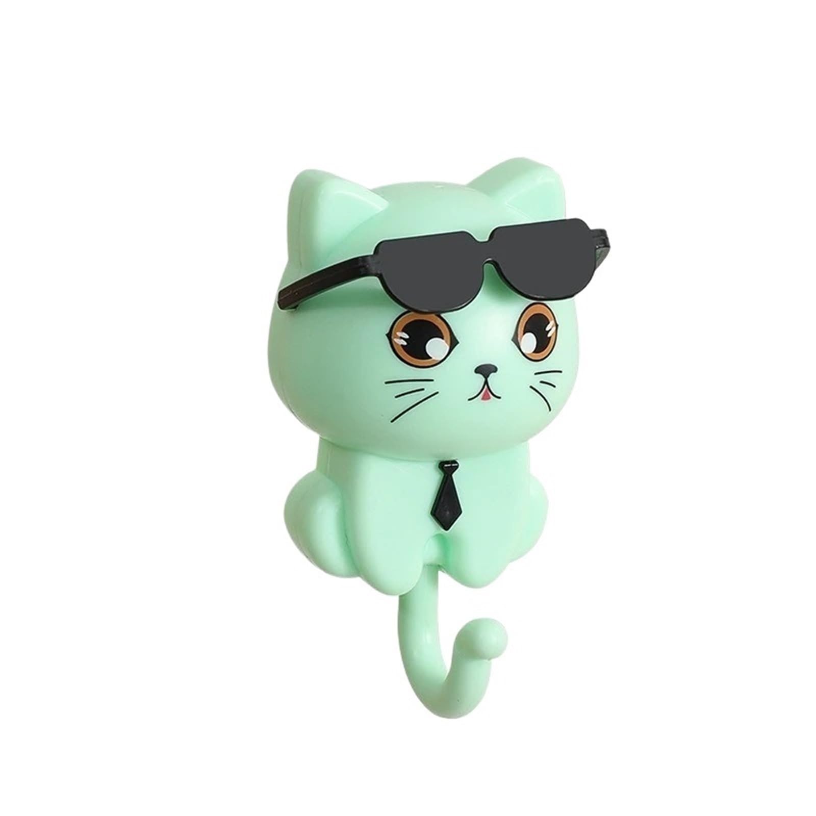 MKYYIOED Adhesive Hooks Strong Adhesive Hooks Key Holder Creative Cute Cat Hook Wall Mounted Home Organization for Hanging Keys Hats Towels Scarves(Green)