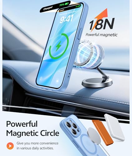 Image of FNTCASE for iPhone 15 Pro Case: [Compatible with Magsafe] Translucent Matte Cases with [Full Camera Protection] [Screen Protector] Military Grade Shockproof Protective Phone Cover - Light Blue