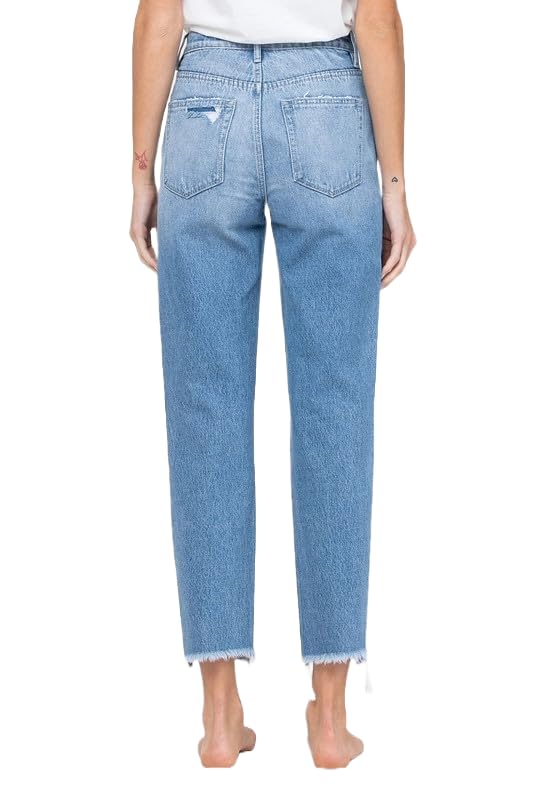 VERVET by Flying Monkey Women's Distressed Raw Hem Mom Jeans2