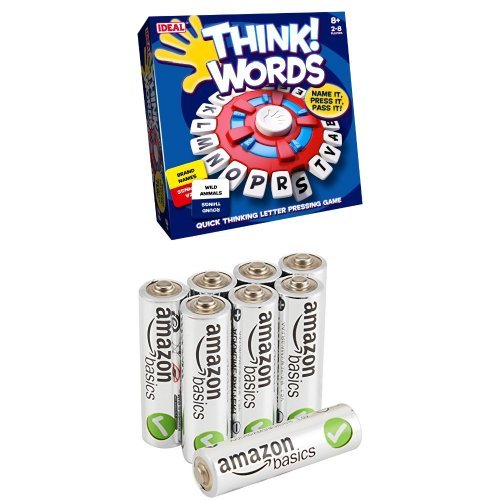 Think Words Game from Ideal & Amazon Basics AA Performance Alkaline Batteries [Pack of 8] - Packaging May Vary