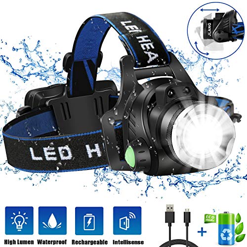 Headlamp Flashlight, USB Rechargeable Led Head Lamp, IPX4 Waterproof T004 Headlight with 4 Modes and Adjustable Headband, Perfect for Camping, Hiking, Outdoors, Hunting