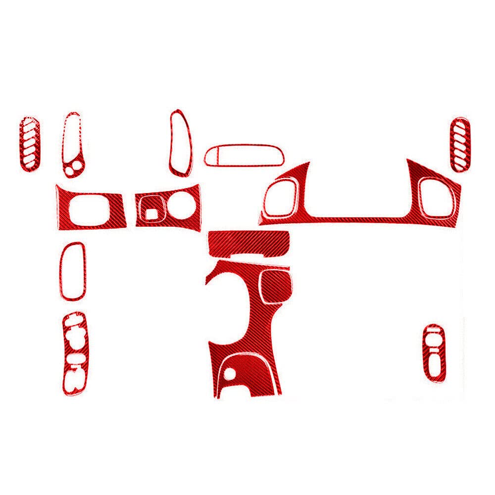 Car Interior Accessories 18 Pieces red Carbon Fiber Full Interior Sticker Decoration Set for Chevrolet Corvette C5 1998-2004