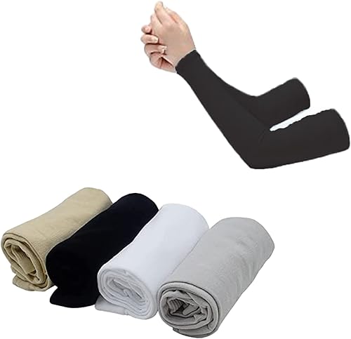 Alovexiong 4 mangas de protección solar UV para mujer, manga de enfriamiento de compresión con orificio para el pulgar, cubiertas de tatuaje, mangas