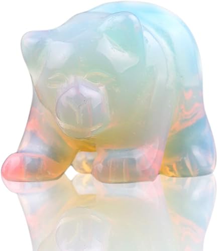 Cuentas de oso de ópalo opalita natural de 1.5 pulgadas, estatua tallada en piedra, curación de chakras, manualidades de reiki (opalita)