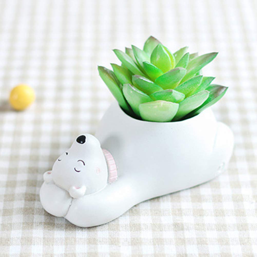XQxiqi689sy Garden Outdoors Lying Polar Bear Display Home Decor Succulent Plants Container Flower Pot