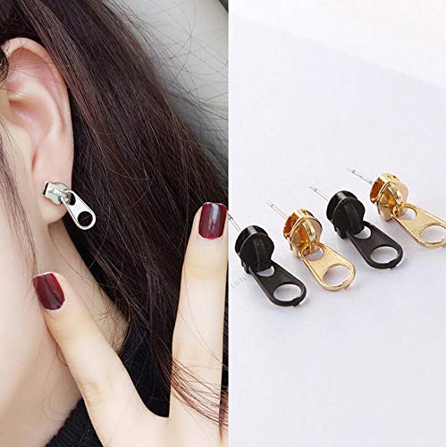 Mountainer 3 Pairs Personality Cool Zipper Metal Stud Earrings for Men Women Vintage Punk Style Earring Women Unique Funny Party Jewelry3