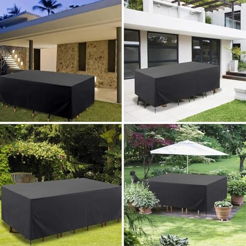 Housse de table de jardin 220x100x89 cm bâche rectangulaire imperméable - 7