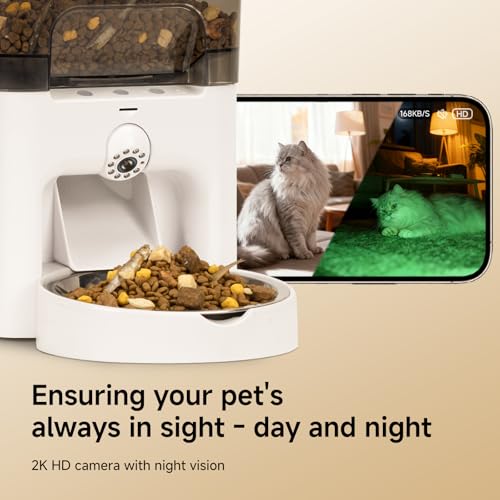 Automatic Cat Feeder with Camera, 6L Cat Food Dispenser, Scheduled Auto Pet Feeder, Smart App Remote Monitoring with Night Vision, 5G/2.4G WiFi, Low Food Alerts,2-Way Audio - Image 3